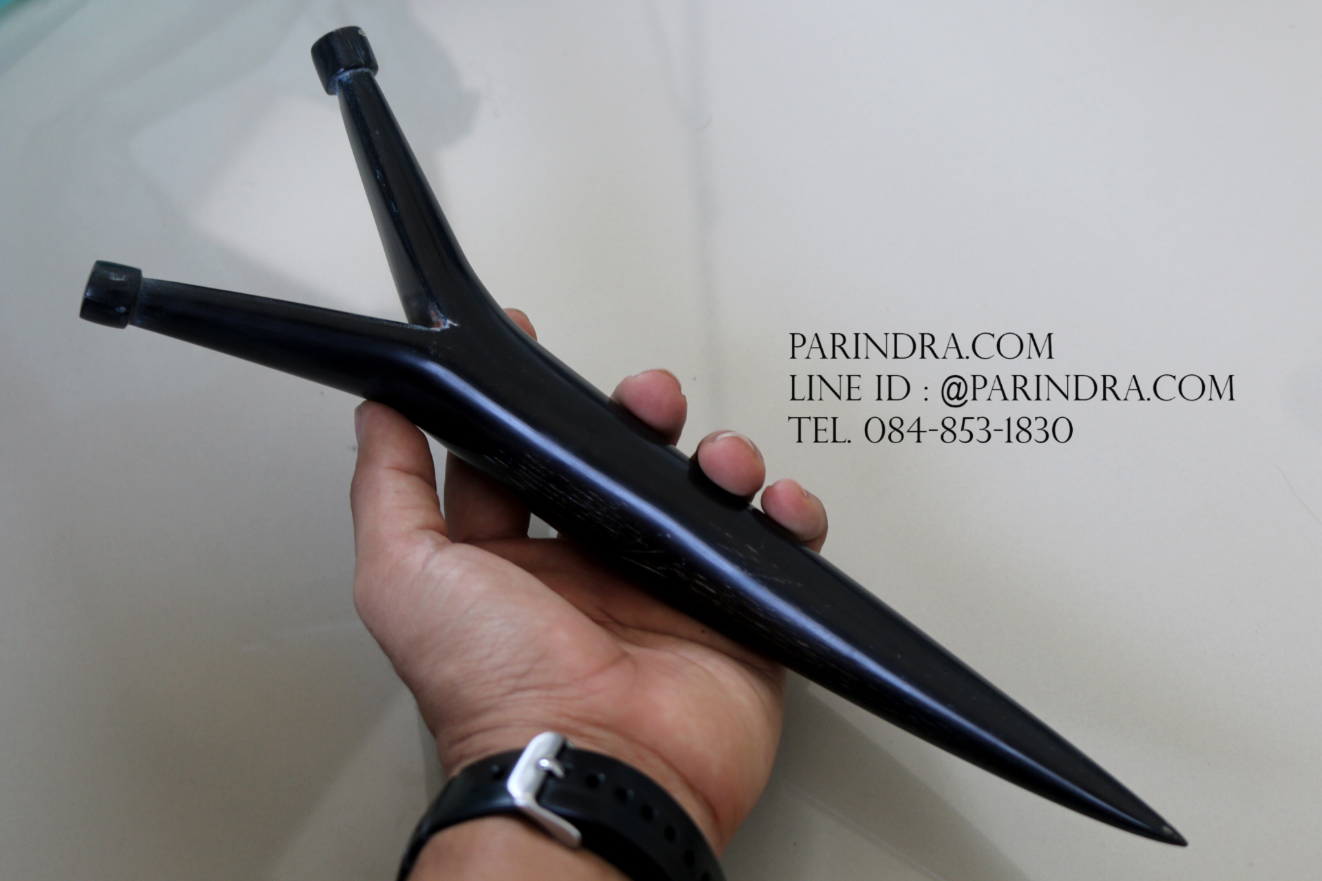 หนังสติ๊กเขาควายตัน สีดำสนิท โค้งงอ เข้ารูปสวยงาม #BAF002