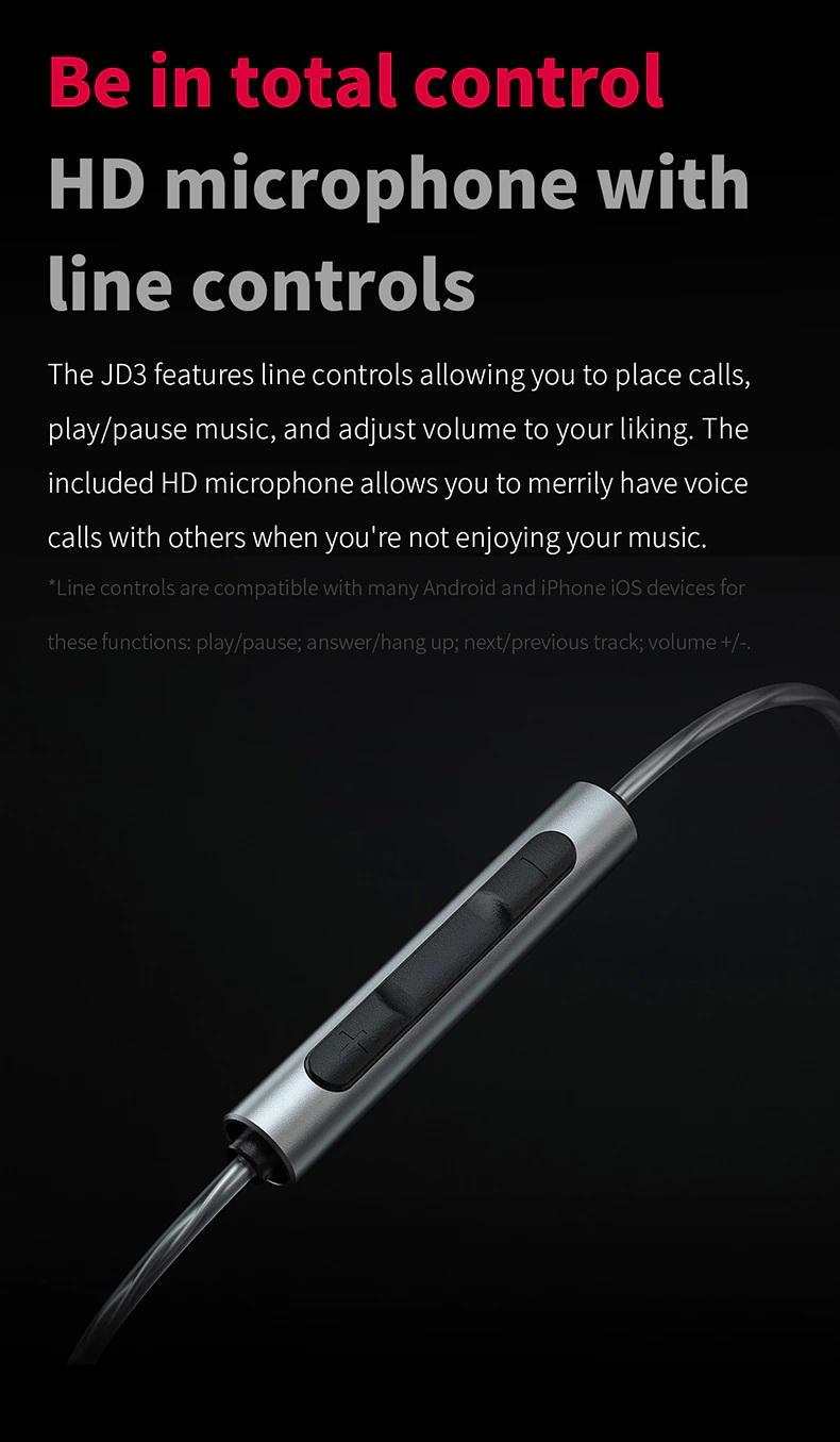 FiiO JD3 หูฟัง 1 ไดรเวอร์ Dynamic พร้อมไมค์ บอดี้แสตนเลส