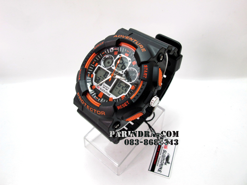 นาฬิกา US submarine Adventure Protector รุ่น TP3129M สีดำตัดส้ม พื้นหลังเทา