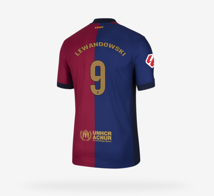 เสื้อบาร์เซโลน่า 2024 2025 ทีมเหย้า Match Home เวอร์ชั่นนักเตะ LEWANDOWSKI 9 อาร์มลาลีก้าสเปนของแท้