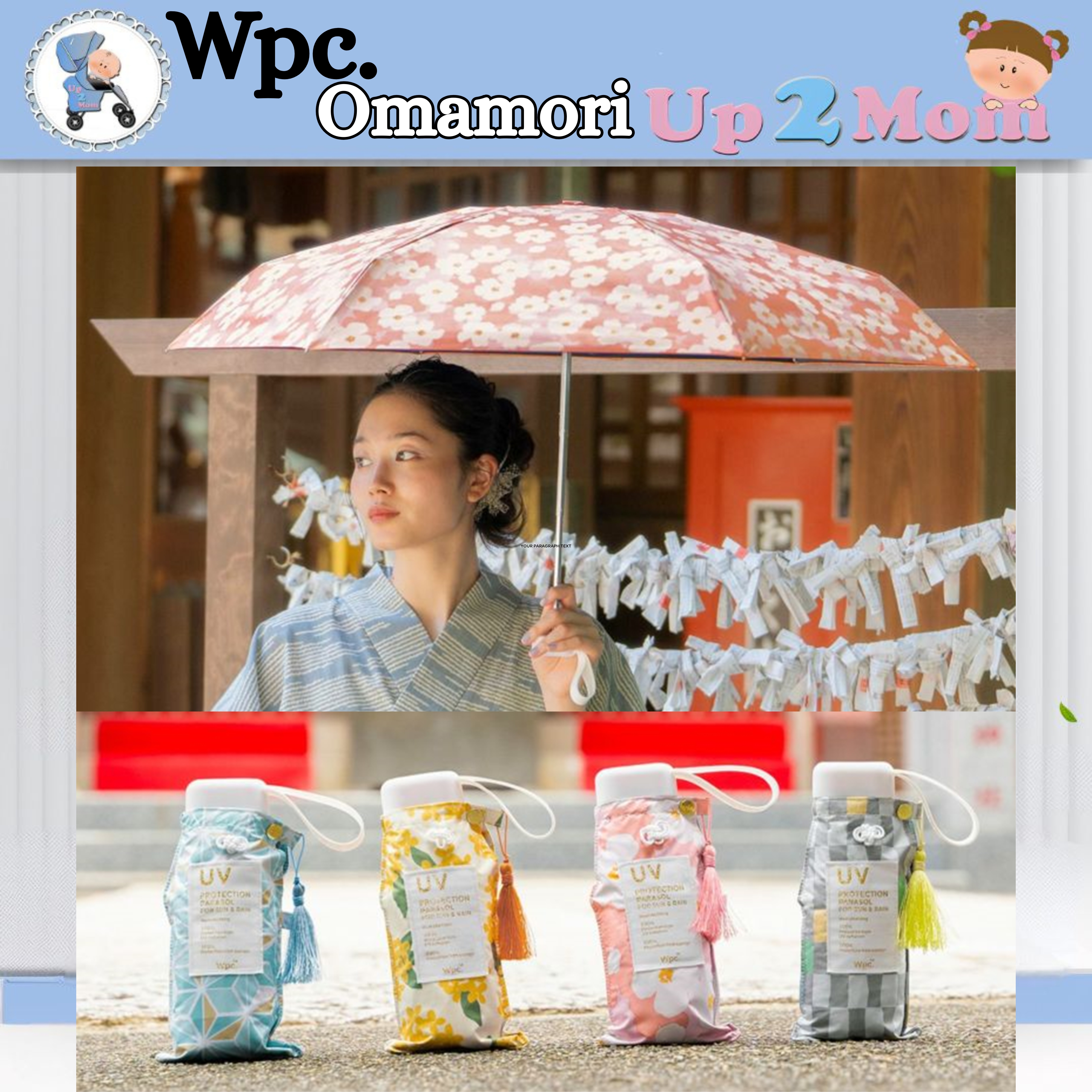 ร่มพับ WPC ร่มพับกันแดด 100% "Omamori Parasol" – ร่มนำโชค สไตล์เครื่องรางญี่ปุ่น *2025 Collection*