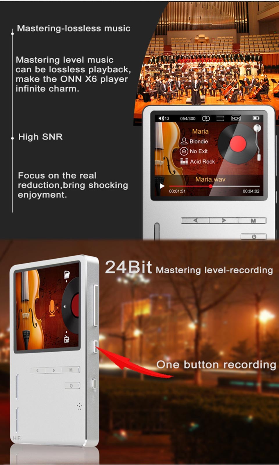 ขาย ONN X6 เครื่องเล่นพกพาระดับ HiFi บอดี้อลูมีเนียม มี Dac ในตัว รองรับไฟล์ Lossless พร้อมลำโพงคู่ในตัว