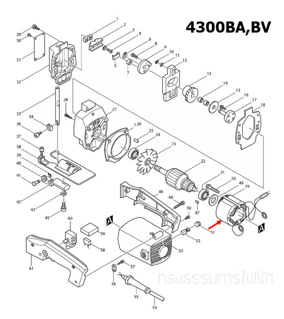 ฟิลคอยล์ เลื่อยจิ๊กซอว์ Makita 4300BA , 4300BV Pn.522015-2 (แท้) ##