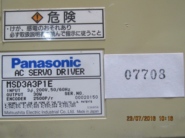 SERVO DRIVE “ PANASONIC ” รุ่น MSD3A3P1E