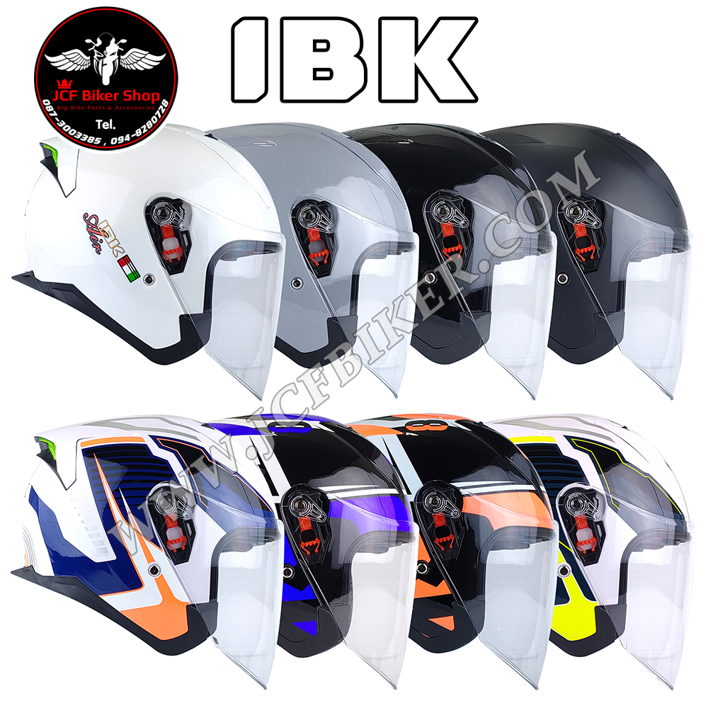 หมวกกันน็อคครึ่งใบ หมวกกันน็อคเปิดหน้า IBK แว่นตา 2 ชั้น ชุดนวมถอดซักได้ ระบายอากาศได้ดี สีขาว-เหลือง