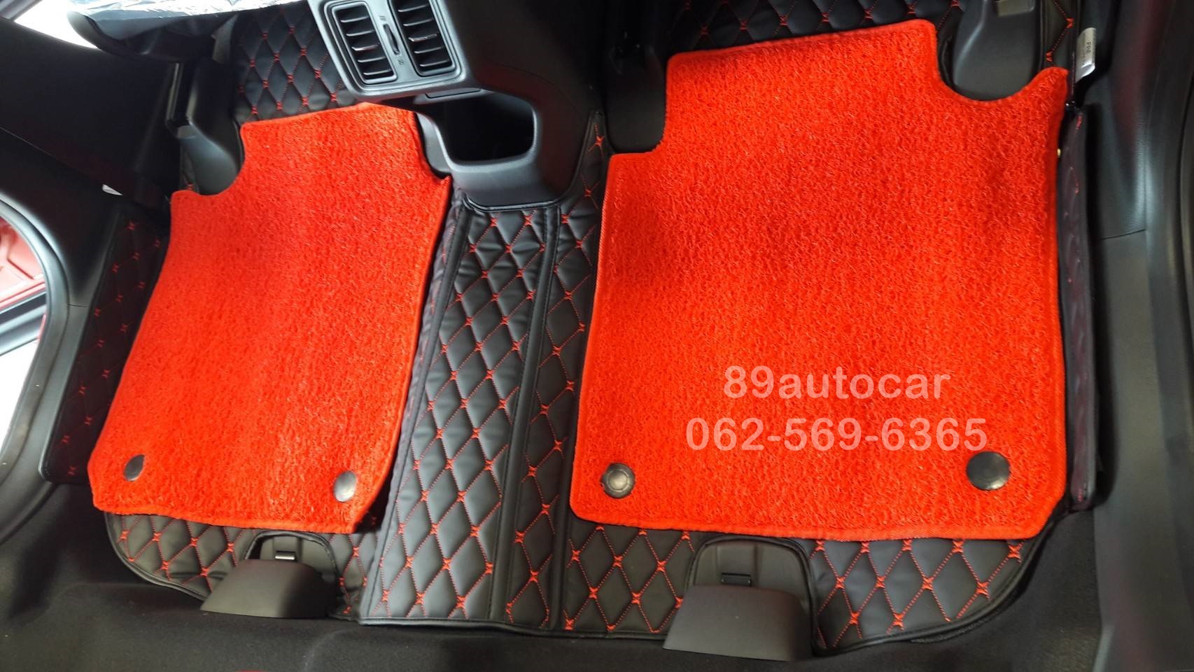 ขายพรมปูพื้นรถยนต์ Honda HR-V 2022 ปูพรม7D สีดำด้ายแดง + พรมไวนิลดักฝุ่นสีแดง เต็มคัน