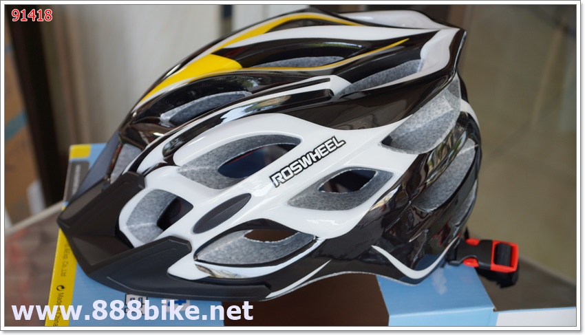 หมวกจักรยาน Roswheel พร้อมไฟ LED (91418) ดำเหลือง ดำคาบอน ชมพู