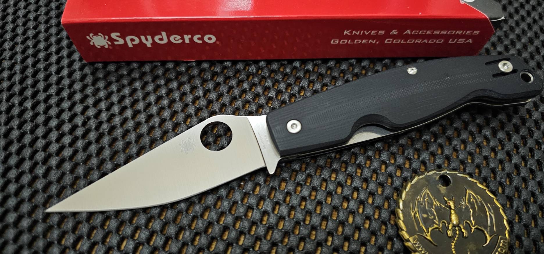 Spyderco Pattadese Liner Lock Knife Black G-10 (3.2" Satin M390) (Discontinued)