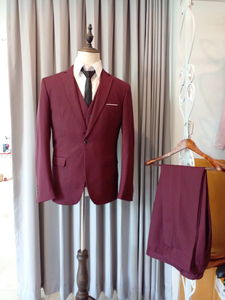 ตัด-ซื้อ ชุดสูทชาย สูทสีแดง Burgundy