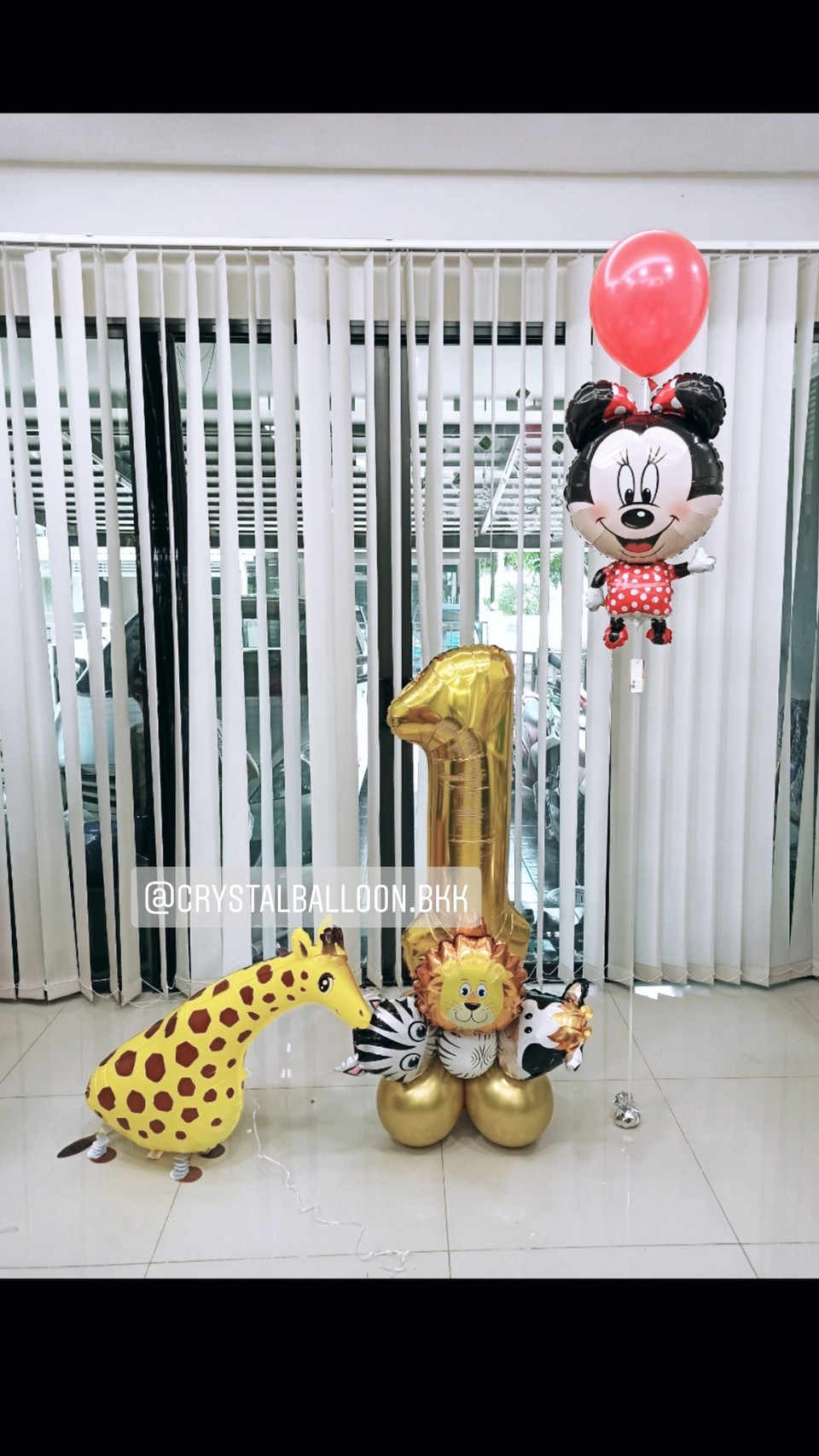 ลูกโป่ง วันเกิดเด็ก Theme Minnie Mouse พร้อม ฟอยล์ยีราฟ ลากจูง 1 ชิ้น พร้อม ฟอยล์ตัวเลข ขนาด 40" ตั้งฐาน 1 ชิ้น พร้อมตกเเต่ง สามารถเปลี่ยนสีลูกโป่ง/เปลี่ยนฟอยล์ตกแต่งได้