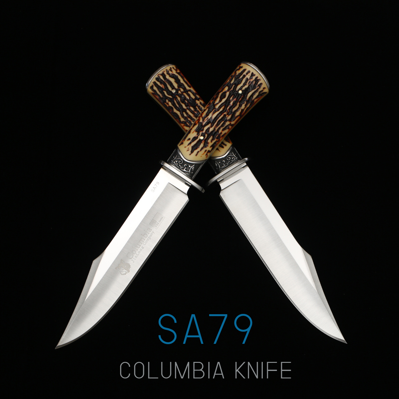 มีดเดินป่า COLUMBIA รุ่น SA79 คมกริบ ด้ามอะครีลิกลายเขากวาง