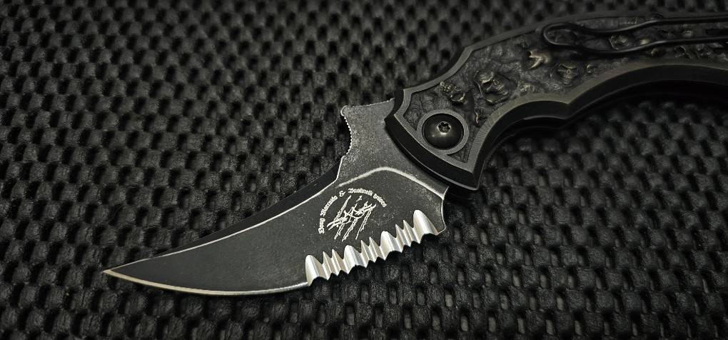 Bastinelli Creations Mako Linerlock Serrated Bronze