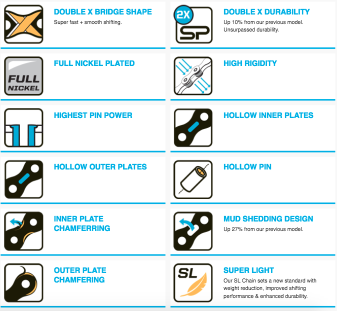 โซ่เกียร์ KMC X11-SL Ti-N Gold for MTB SuperLIght 1/2"x11/128", 11สปีด 116 ข้อ ข้อต่อแบบปลดเร็ว มีแพ็คสีทอง/สีเงิน