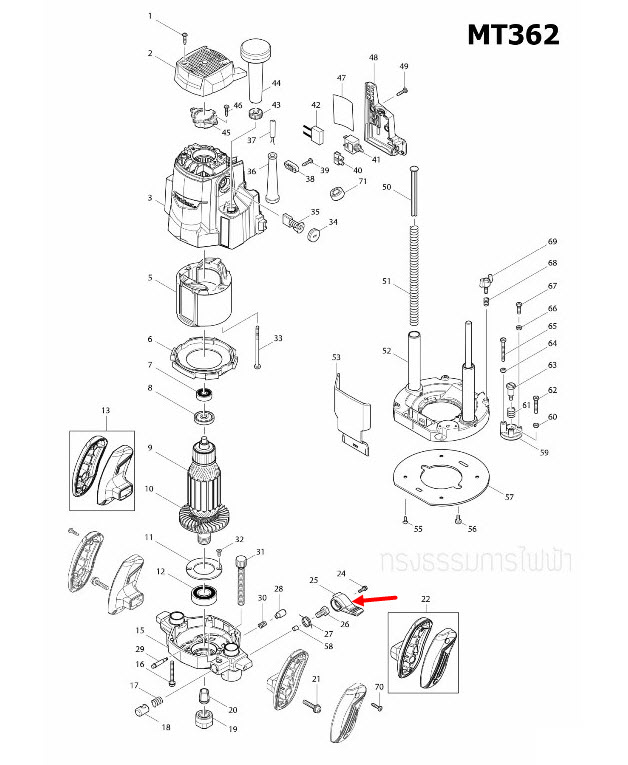 LOCK LEVER เราท์เตอร์ Maktec มาคเทค, Makita มากีต้า MT362, M3600, M3600B [#25] Pn.454033-1 (แท้) ##