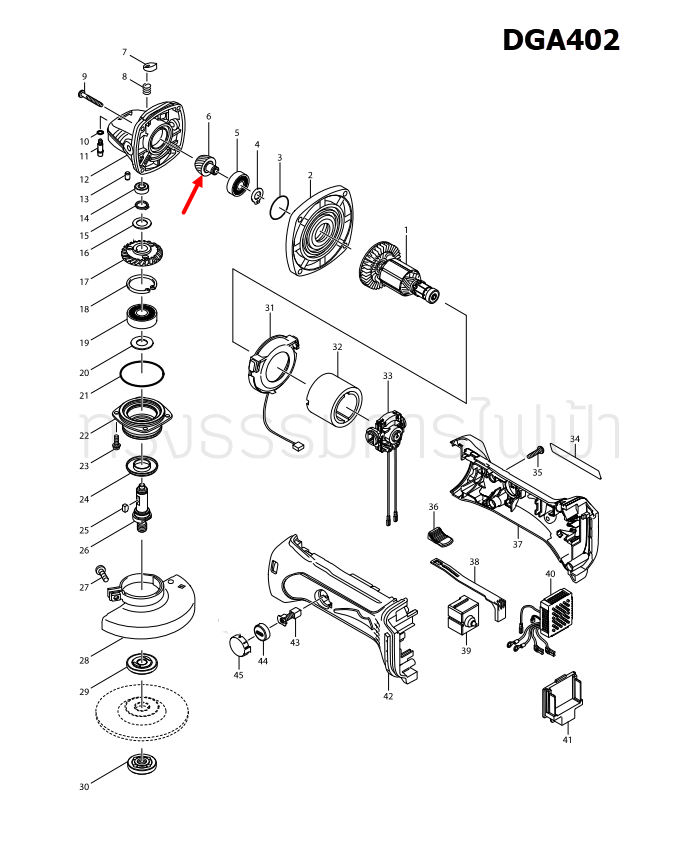 Spiral Bevel Gear 19 หินเจียร Makita มากีต้า DGA402 Pn.227501-5 (แท้) ##