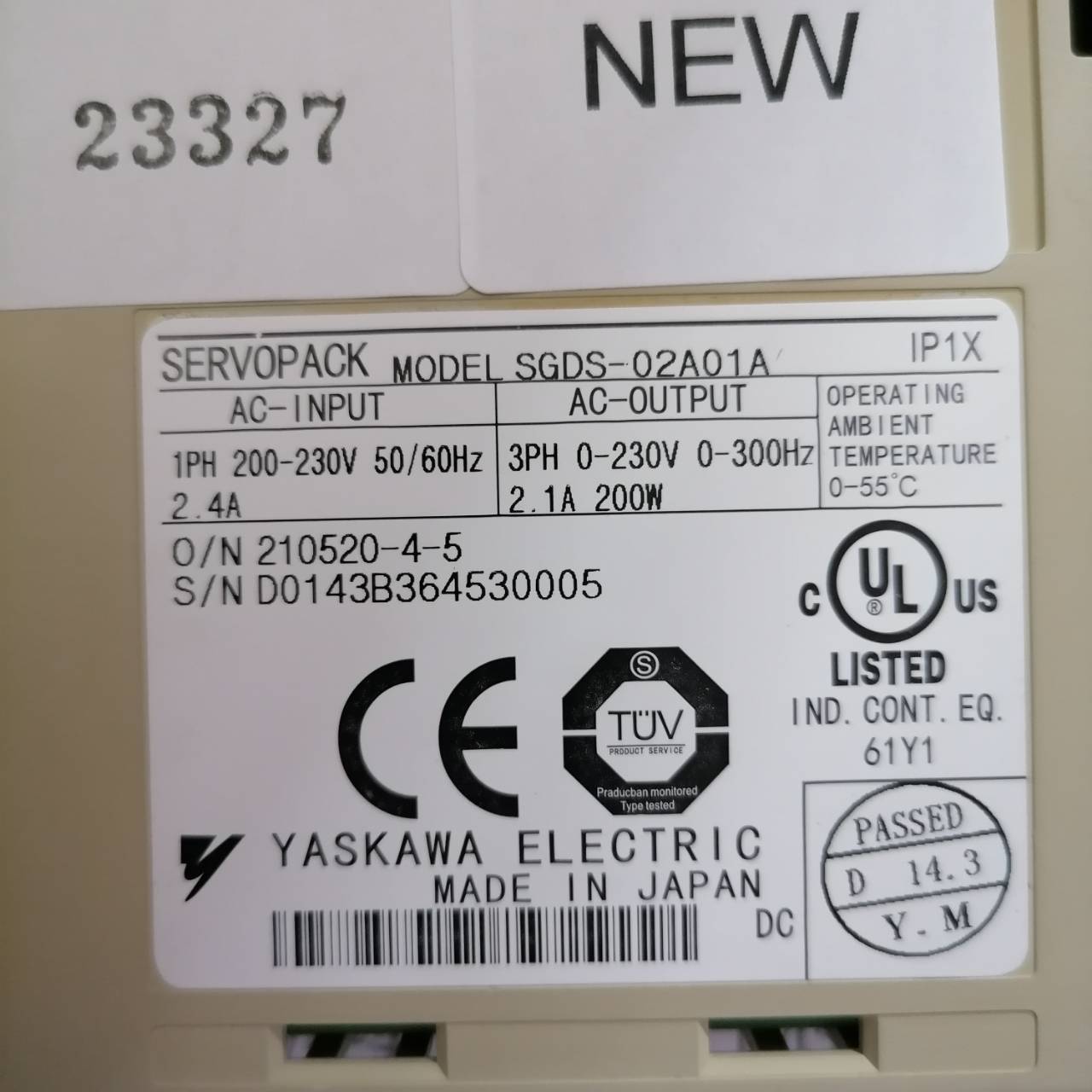 SERVO DRIVE “ YASKAWA ” รุ่น SGDS-02A01A
