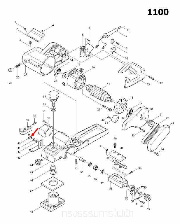 น๊อตหางปลา M5X10 เราท์เตอร์, เครื่องตัดคอนกรีต Makita 2414 [#12], 3612BR [#34], 4100NB [#51], 4100NH [#52], 1100 [#40] Pn.924206-5 (แท้) ##
