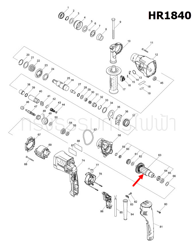ทุ่น สว่านโรตารี่ Makita มากีต้า HR1840 (แท้) ##