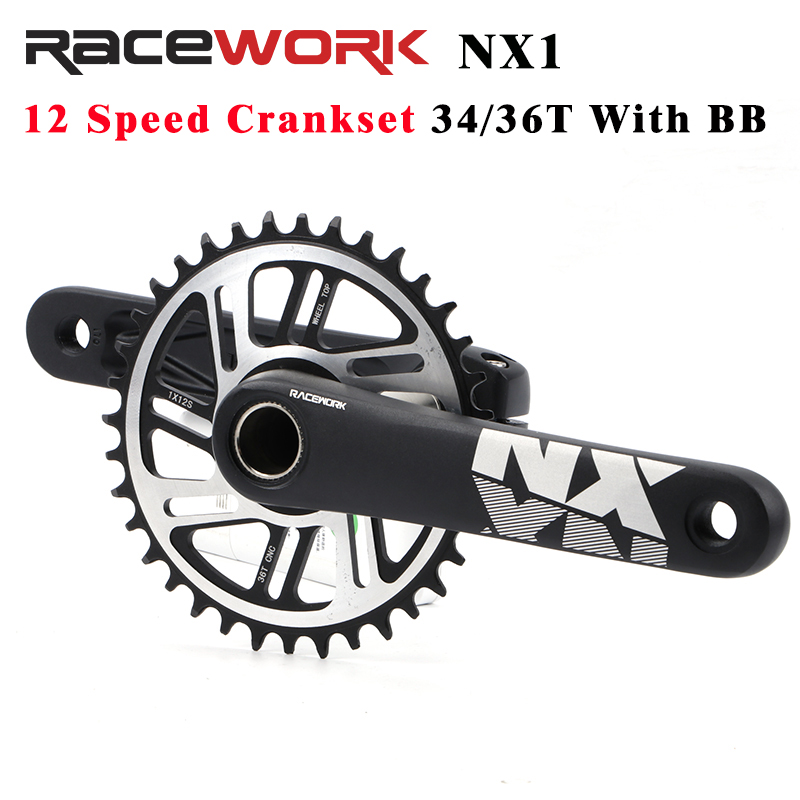 จาน RACEWORK NX1 ขนาด 170mm Crank 1XSystem, 104 BCD Narrow Wide Chainring มีขนาด 34T และ 36T 12 Speed