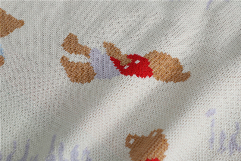 เสื้อคาร์ดิแกนไหมพรมลายน้องหมีน่ารักๆ