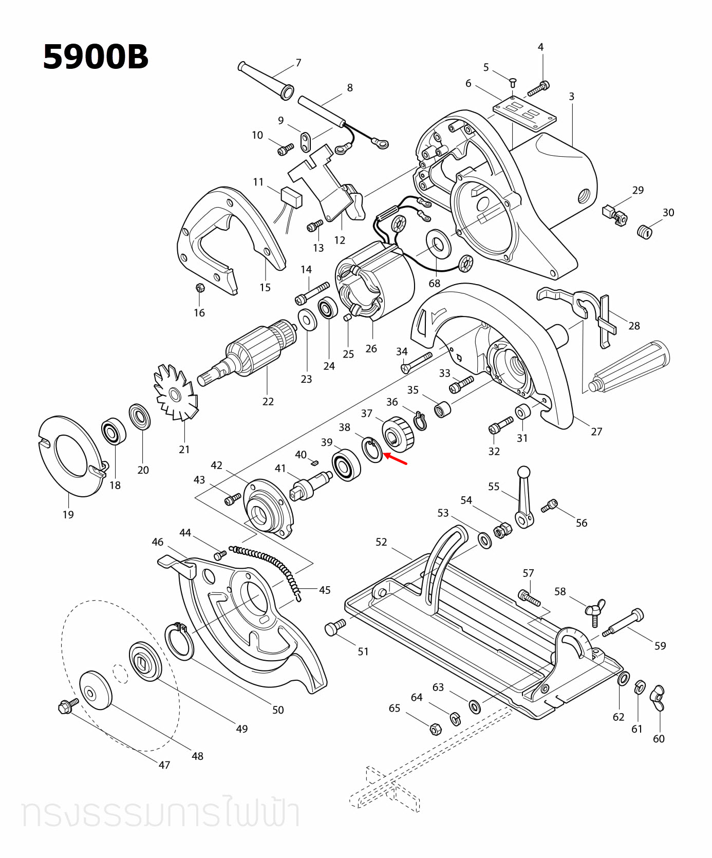 แหวนล็อค เลื่อยวงเดือน Makita 5900B [#38], 9607NB [#55] Pn.962157-4 (แท้) ##
