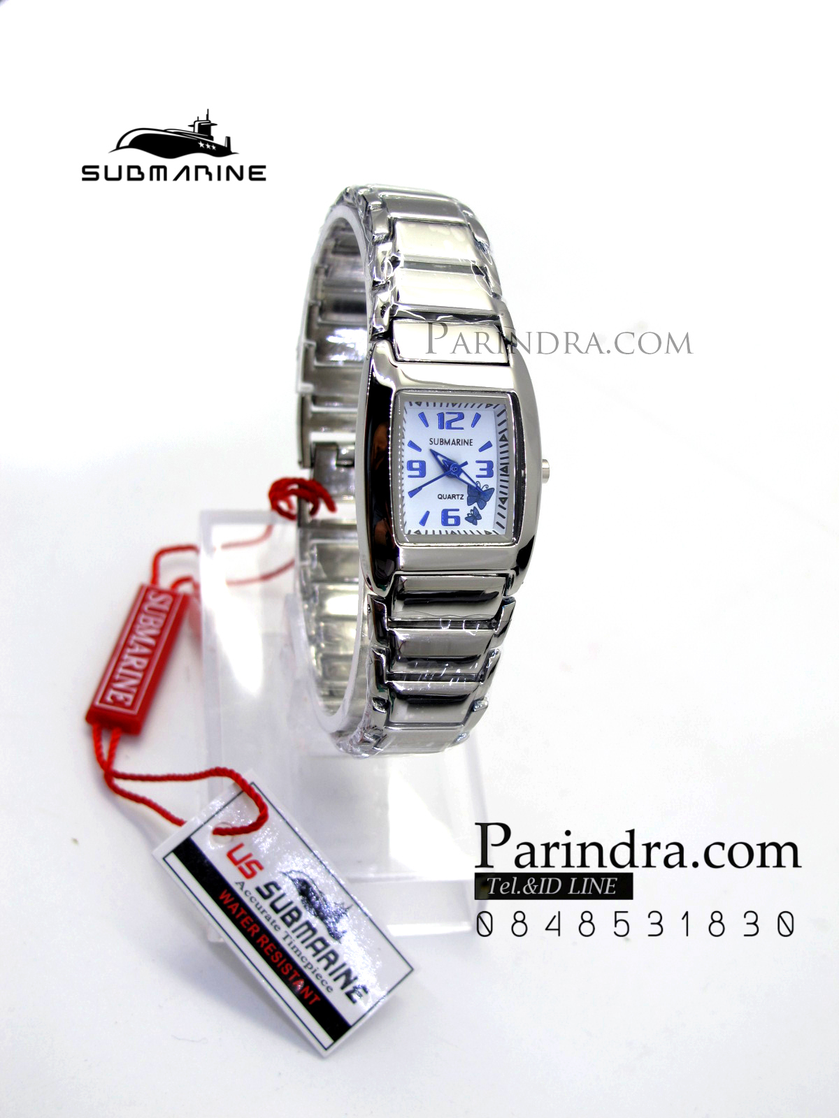 นาฬิกา U.S. submarine รุ่น J042L หน้าปัดขาว ลายผีเสื้อฟ้า