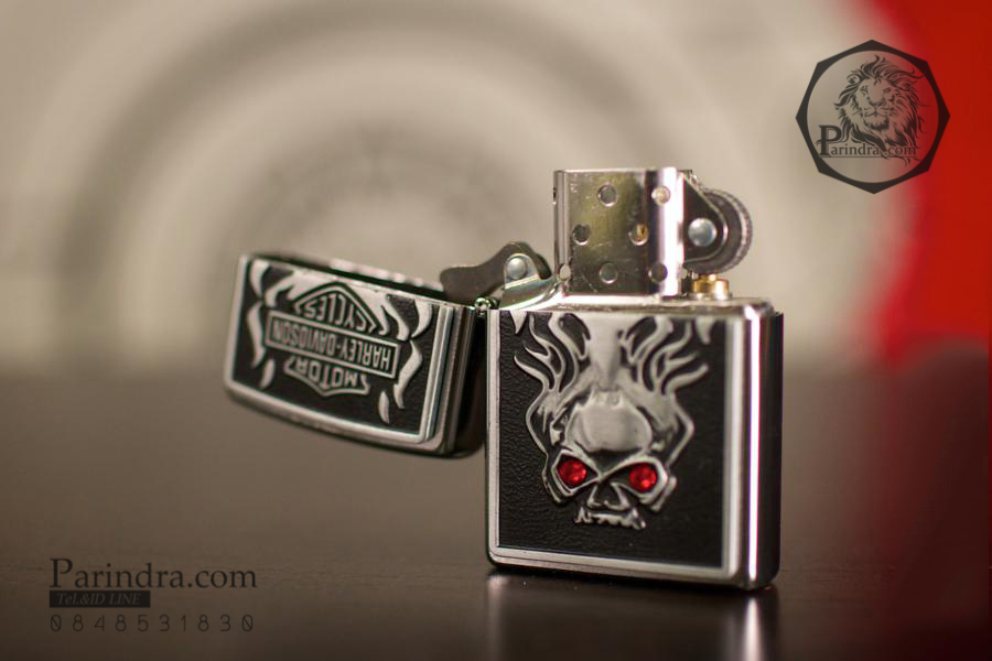 ไฟแช็ค Zippo แท้ หัวกระโหลกตาแดงฮาร์เล่ "Zippo 28267 Harley Davidson-Skull Emblem " แท้นำเข้า 100%