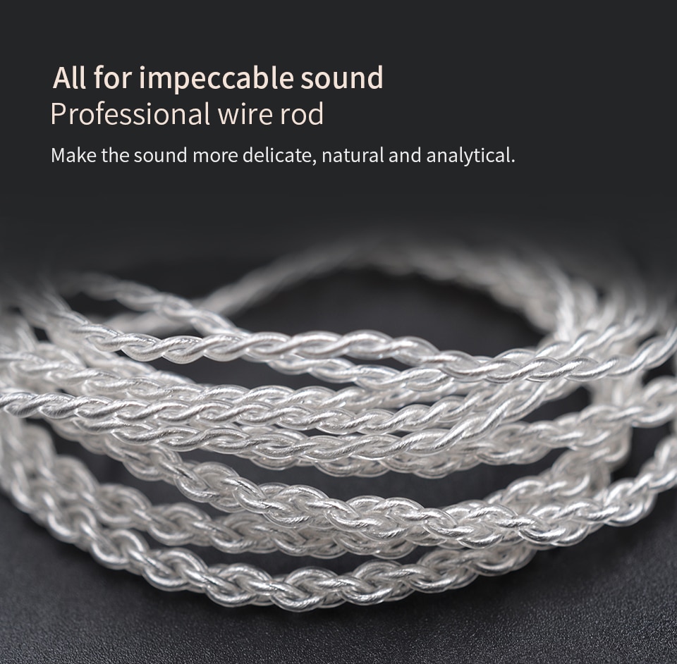 ขาย สาย KZ Lightning สายหูฟังชุบเงินถัก 100 แกน รองรับ MFI แท้