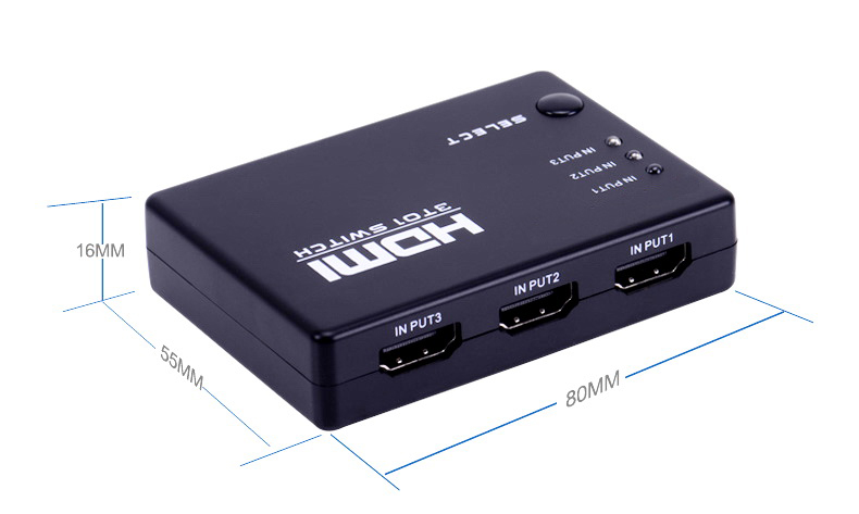 ขาย X-tips HDMI Switcher ตัวสลับสัญญาณ HDMI แบบ เข้า 3ออก 1 รุ่นมีรีโมทรองรับ