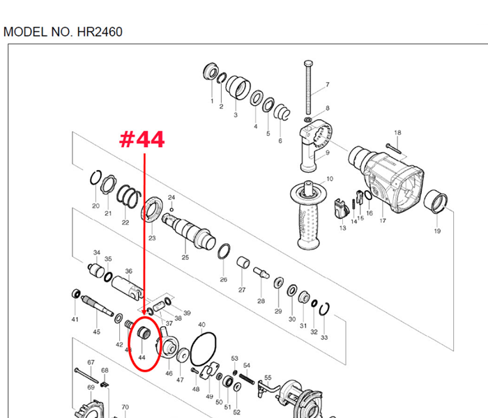 เฟืองคลัช สว่านโรตารี่ Makita รุ่น HR2460, HR2460F [#44] Pn.331734-7 (แท้) ##
