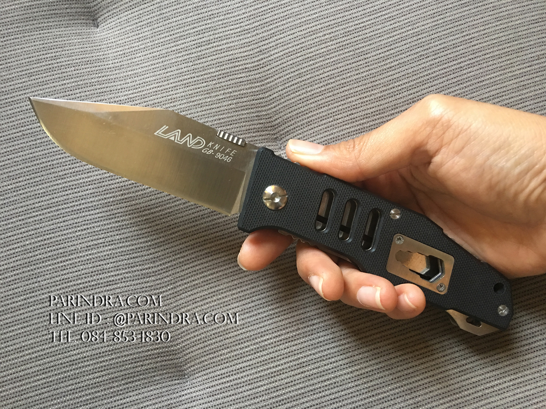 มีดพับ Land Knife GB9-9046 ด้าม G10 สีดำสนิท (ของแท้) ปลายแหลม