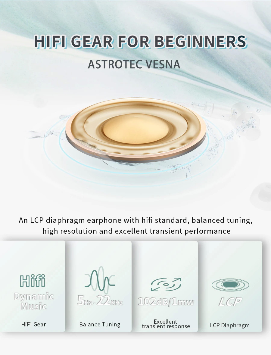 Astrotec Vesna หูฟังอินเอียร์ที่ใช้ LCP Diaphragm จากญี่ปุ่น