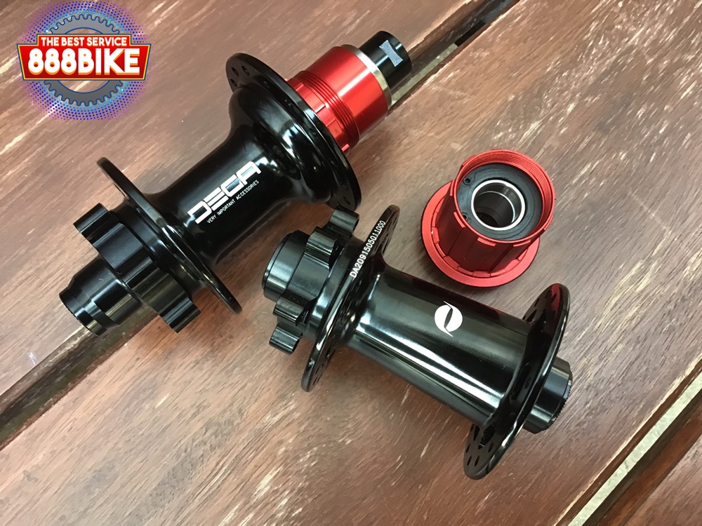 ดุมดิส ดุมเสือภูเขา DECA โม่ Sram + Shimano, ลูกปืน BEARING 32H สีดำ ( ดุมหน้า 15 ดุมหลัง 12 )(ไม่รวมแกนปลด)