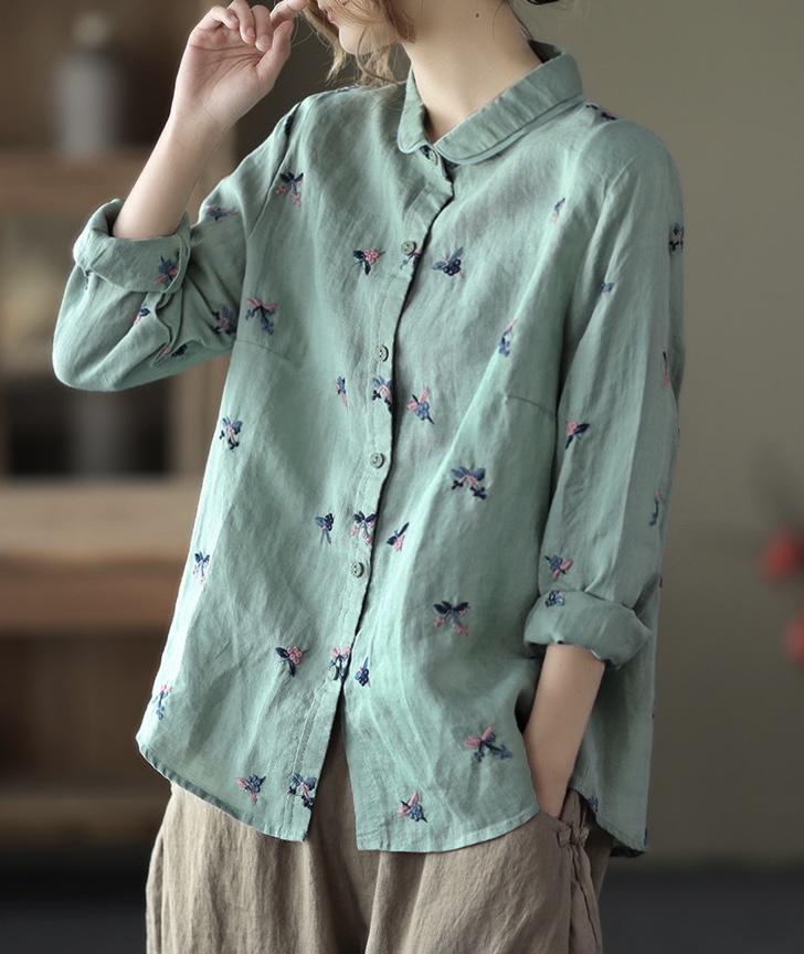 เสื้อเชิ้ตผ้าลินินลายปัก