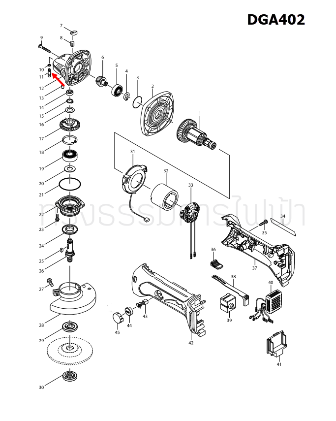 SHOULDER PIN 4 หินเจียร Makita มากีต้า DGA402 [#11] Pn.256496-5 (แท้) ##