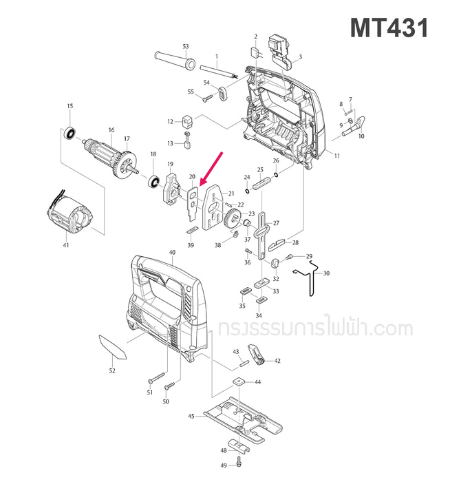 เสื้อฟิลคอยล์ เลื่อยจิ๊กซอว์ มาคเทค-Maktec MT431 [#20] Pn.344683-9 (แท้) ##