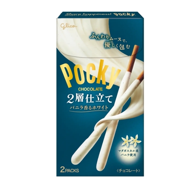 🤍 ป๊อกกี้ไวท์ช็อกโกแลตสูตร 2 ชั้นเคลือบพิเศษ Pocky 2 Layers Vanilla White Chocolate 50g 🤍