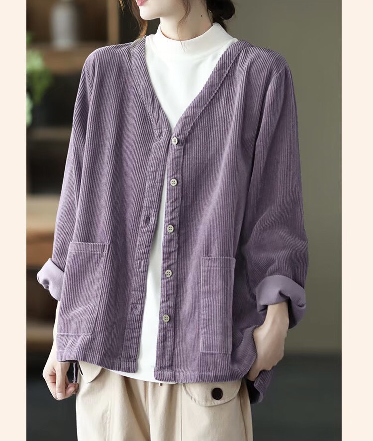 เสื้อ/เสื้อคลุมผ้าลูกฟูกแต่งกระเป๋า