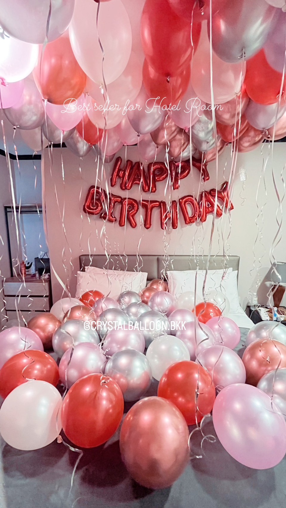 ลูกโป่ง วันเกิด ฟอยล์ตัวอักษร Happy Birthday ขนาด 16" 1 ชิ้น พร้อม ลูกโป่งลอยฝ้า 60 ลูก,ลูกโป่งโปรยพื้น 60 ลูก พร้อมตกแต่ง สามารถเปลี่ยนสีลูกโป่ง/เปลี่ยนสี-ฟอยล์ตัวอักษรได้