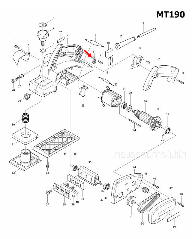 STRAIN RELIEF สกัดไฟฟ้า Maktec มาคเทค, เครื่องตัดคอนกรีต Makita มากีต้า MT190 [#11], MT560 [#43], MT860 [#64], MT941 [#28], GD0601 [#33], 4100NH2 [#9], 5007N, 5007NF [#40], 9556NB [#44] Pn.687140-7 (แท้) ##