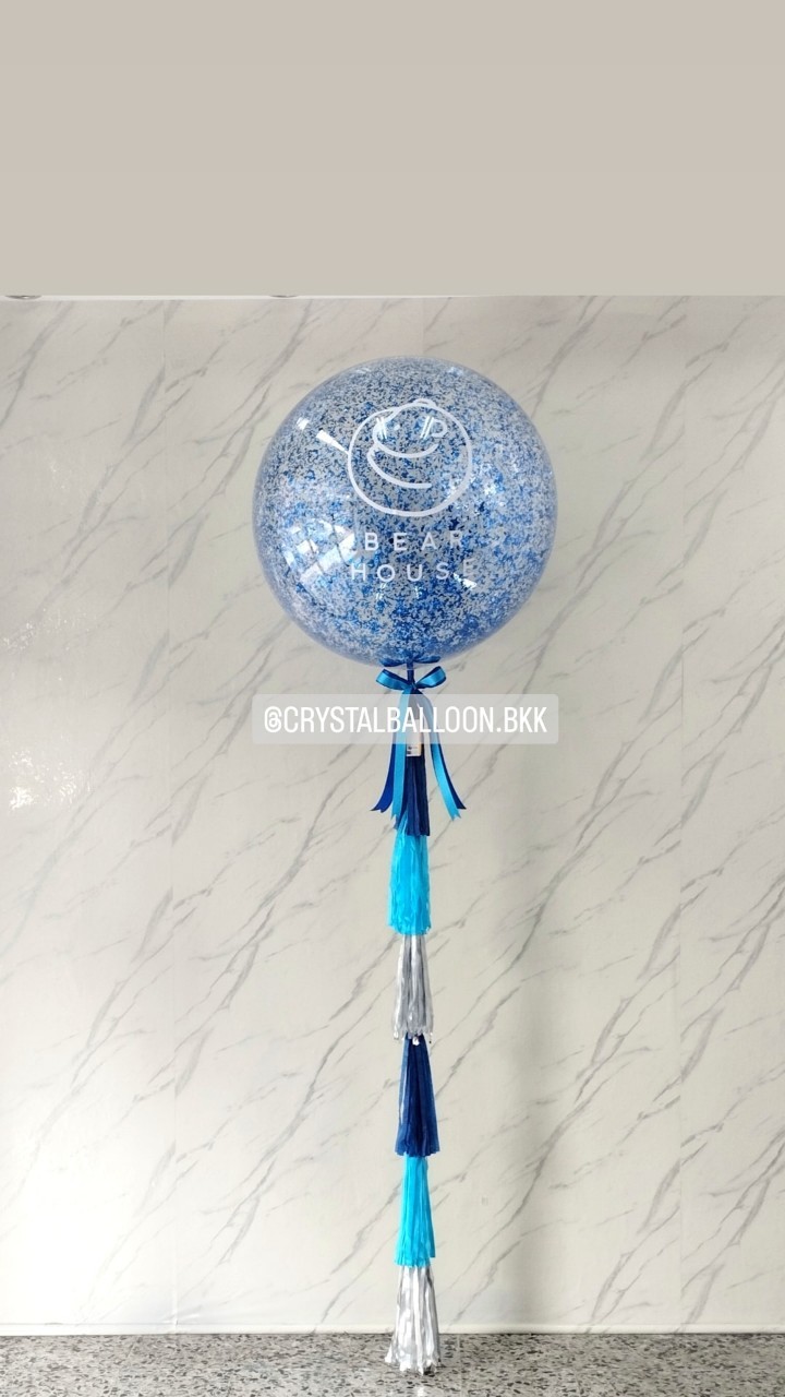 ลูกโป่ง เปิดร้าน Bubble ขนาด 36" กลิตเตอร์สีน้ำเงิน 1 ลูก พร้อมตกแต่ง สามารถเปลี่ยนสีลูกโป่ง/เปลี่ยนข้อความ/เปลี่ยนขนาดได้