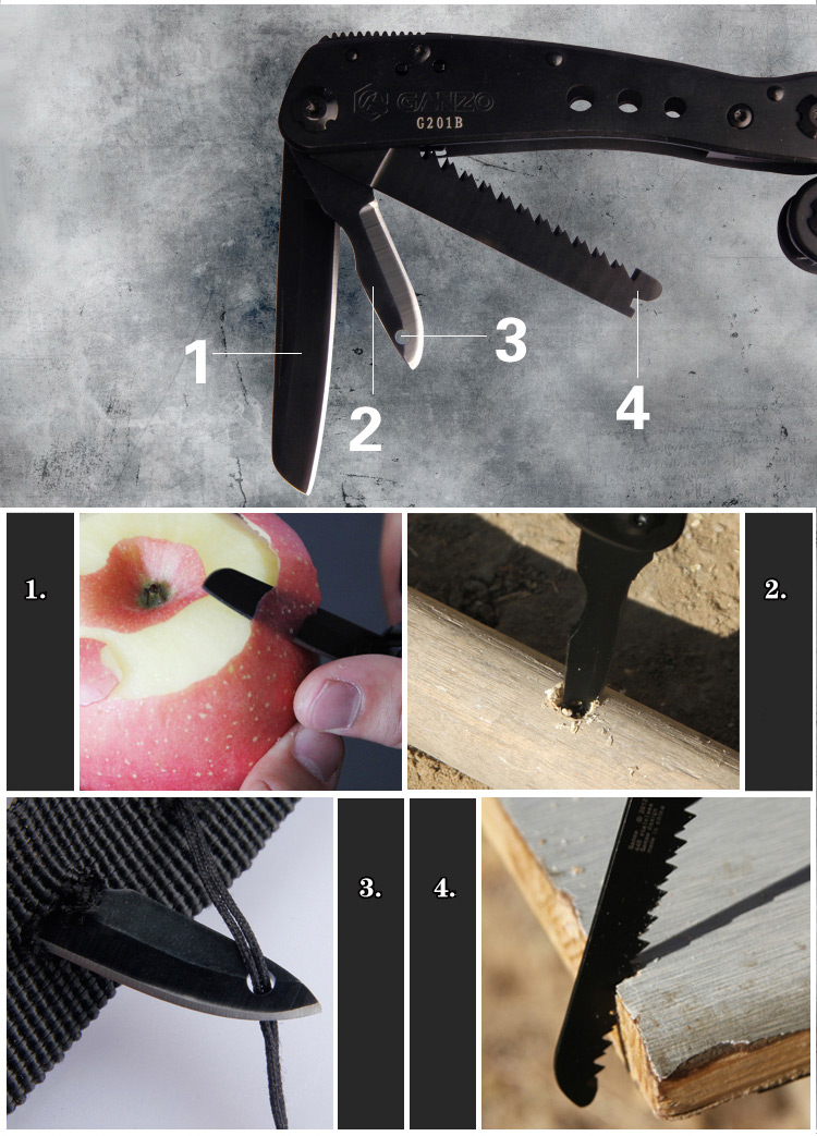 คีมเอนกประสงค์ Multi-Tools Ganzo กานโซ่ รุ่น G201-B สีดำสนิท ของแท้ 100%