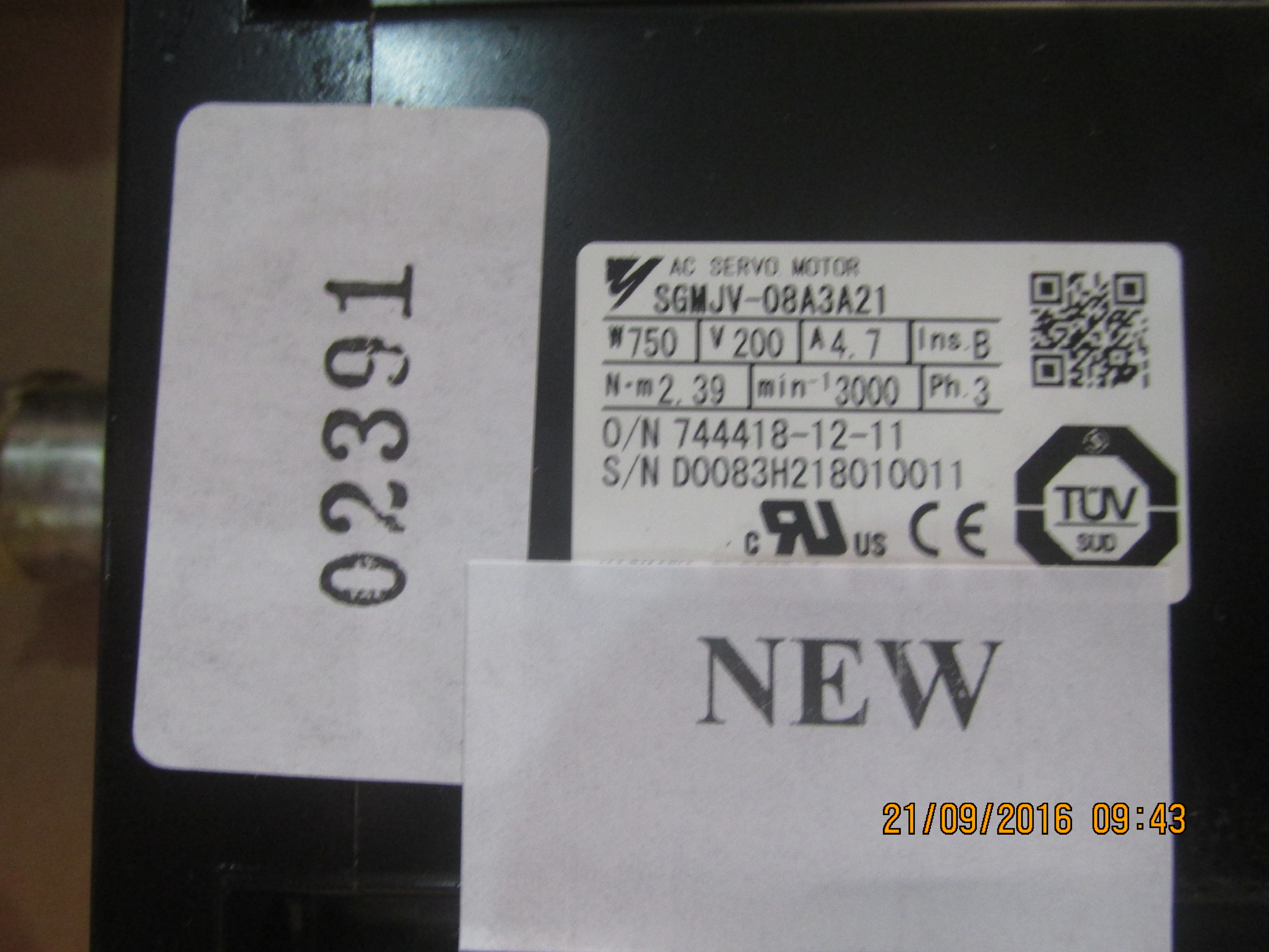 SGMJV-08A3A21 SERVO MOTOR " YASKAWA "
