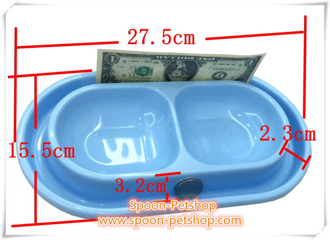 ชามกันมด 2 หลุม มี 2 สี ฟ้า และ ชมพู