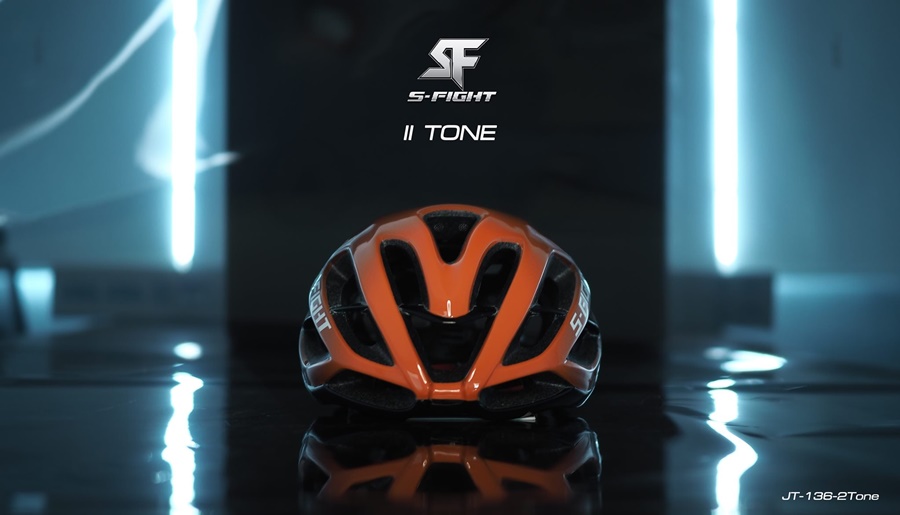 หมวกจักรยาน S-FIGHT รุ่น JT-136-2Tone รอบศีรษะ 54-61 Cm. ตัวล็อคเปลี่ยนใหม่ สายคาดมีแถบสะท้อนแสง สีเมทัลลิค