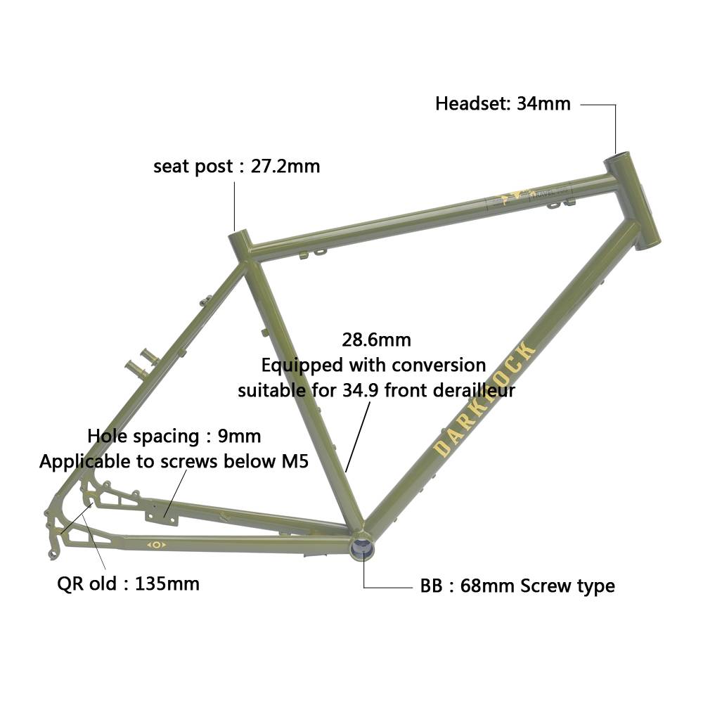 DARKROCK Super Travel 700C Gravel Frameset | เฟรมเหล็ก CR-MO 4130 สำหรับเดินทางไกล