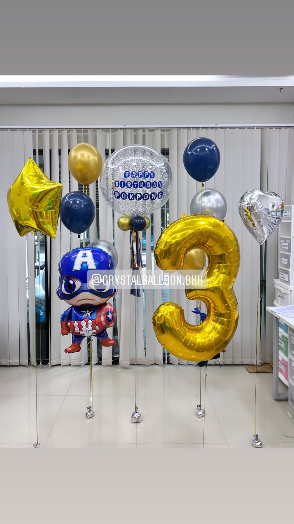 ลูกโป่ง วันเกิดเด็ก Bubble 24" กลิตเตอร์สีเงิน พร้อม ช่อลูกโป่ง ช่อ 3 ลูก 2 ช่อ,ฟอยล์หัวใจ 18" 1 ชิ้น,ฟอยล์ดาว 24" 1 ชิ้น พร้อม ฟอยล์ Captain America 1,ฟอยล์ตัวเลข 40" 1 ชิ้น พร้อมตกเเต่ง สามารถเปลี่ยนสีลูกโป่ง/เปลี่ยนข้อความ/เปลี่ยน T