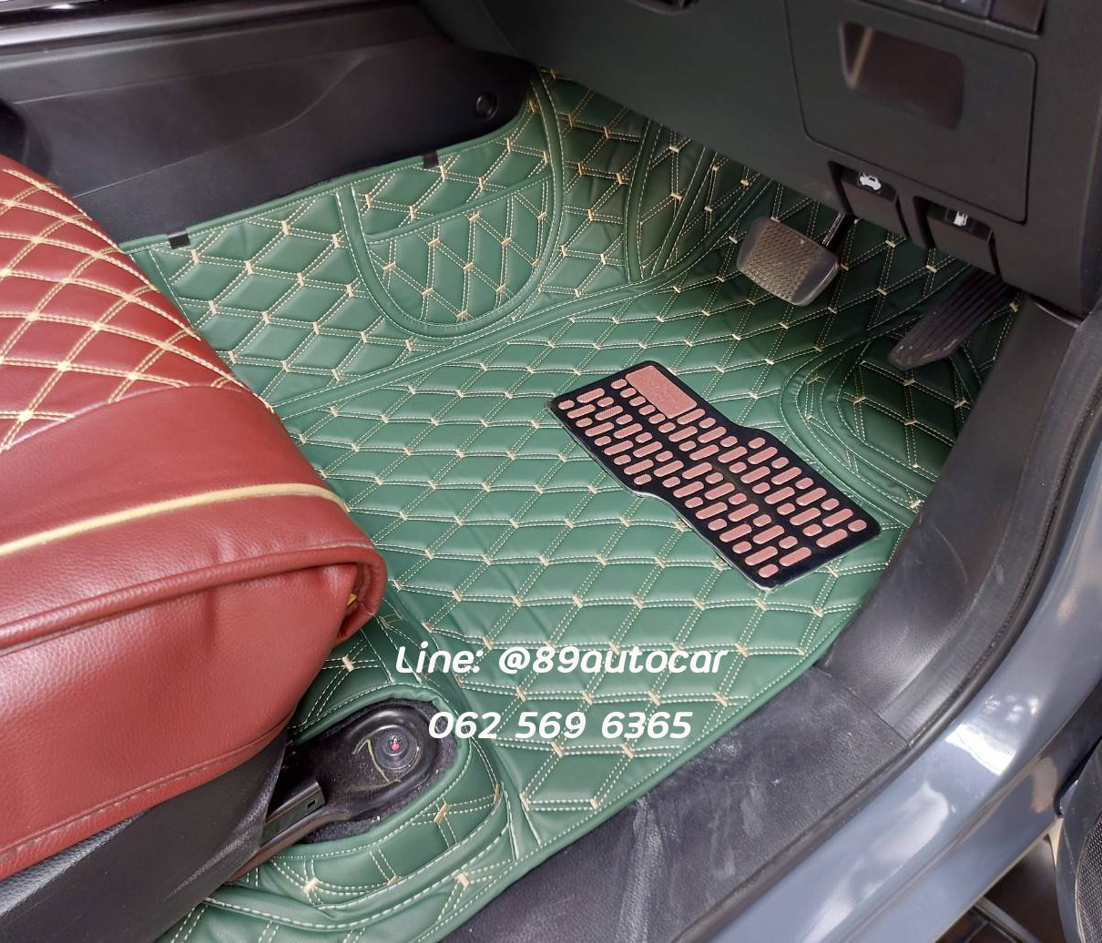 Isuzu D-Max 4Door (อีซูซุ ดีแม็ค 4ประตู) 2020-2023 ปูพรม VVIP สีเขียวด้ายทอง