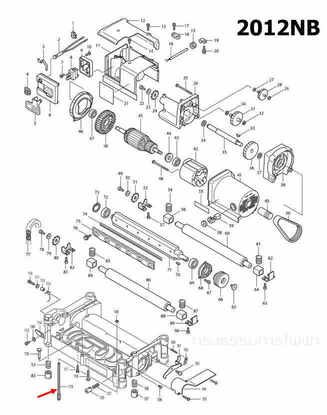 SCREW แท่นไสไม้ Makita-มากีต้า รุ่น 2012NB [#119] Pn.265736-0 (แท้) ##