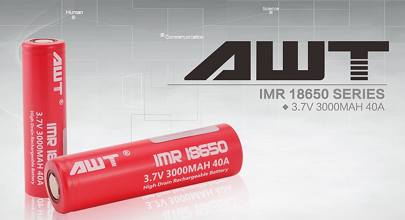 แบตเตอรี่สำหรับไฟฉาย ถ่านชาร์จ AWT 18650 3000mAh 40A ของแท้ (อึดมาก)